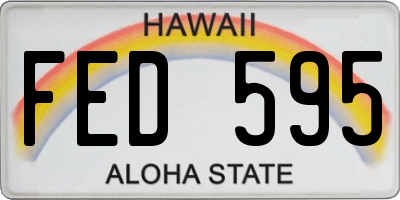 HI license plate FED595