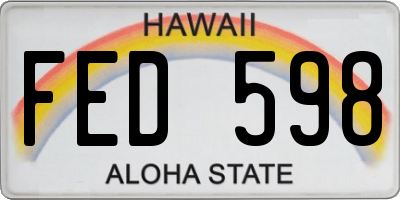 HI license plate FED598