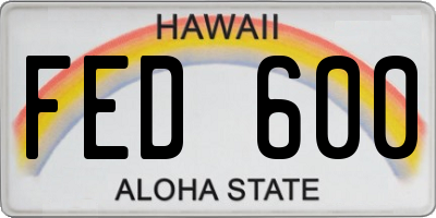 HI license plate FED600