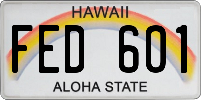 HI license plate FED601