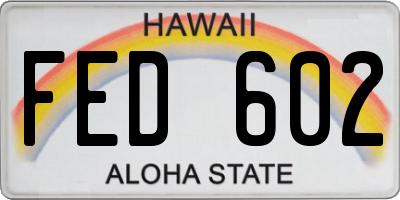 HI license plate FED602