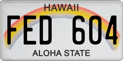 HI license plate FED604
