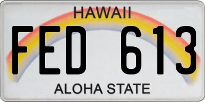HI license plate FED613
