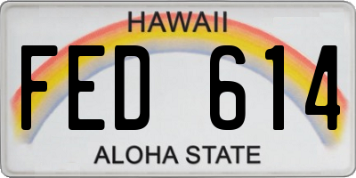 HI license plate FED614