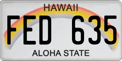 HI license plate FED635