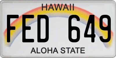 HI license plate FED649