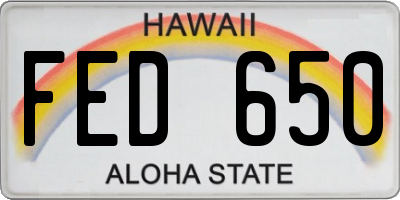 HI license plate FED650