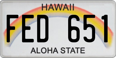 HI license plate FED651