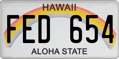 HI license plate FED654