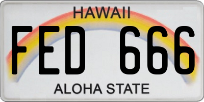 HI license plate FED666