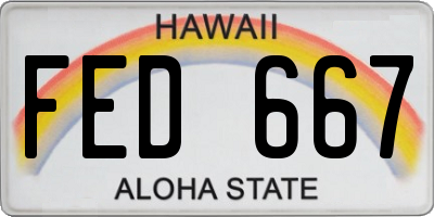 HI license plate FED667