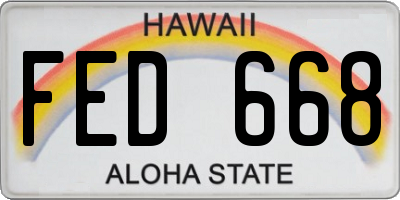 HI license plate FED668