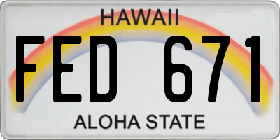HI license plate FED671