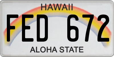 HI license plate FED672