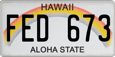 HI license plate FED673