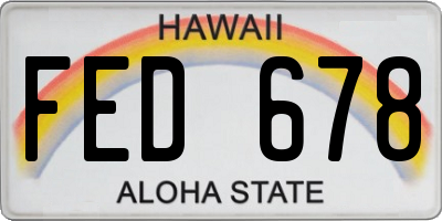 HI license plate FED678