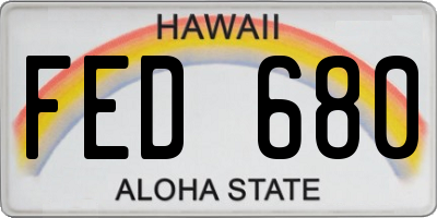 HI license plate FED680
