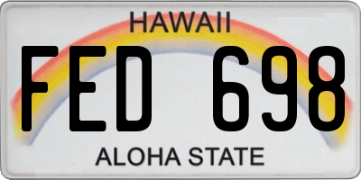 HI license plate FED698