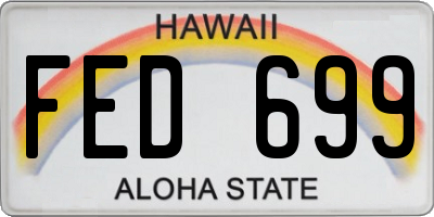 HI license plate FED699