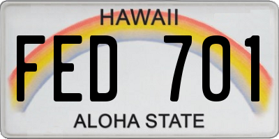 HI license plate FED701