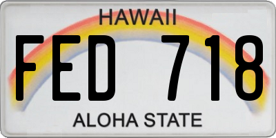 HI license plate FED718