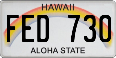 HI license plate FED730