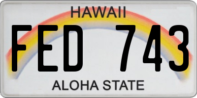 HI license plate FED743