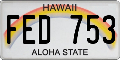 HI license plate FED753