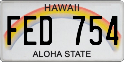 HI license plate FED754