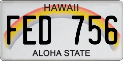 HI license plate FED756