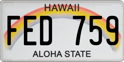 HI license plate FED759