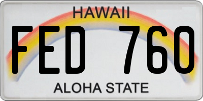 HI license plate FED760