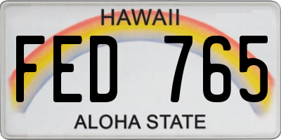 HI license plate FED765