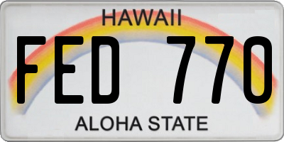 HI license plate FED770
