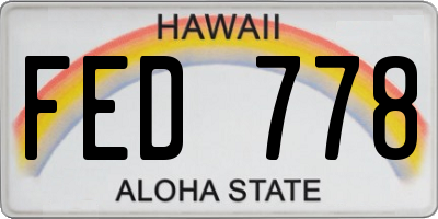 HI license plate FED778