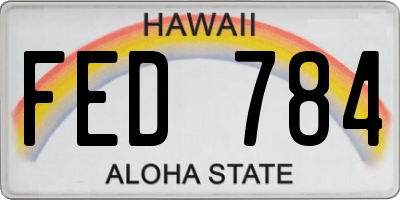HI license plate FED784