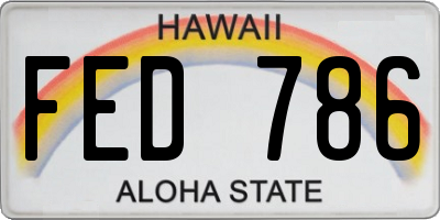 HI license plate FED786
