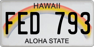 HI license plate FED793