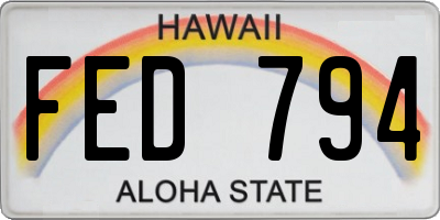 HI license plate FED794