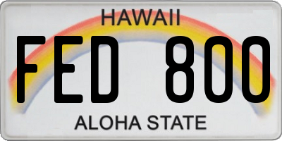 HI license plate FED800