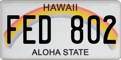 HI license plate FED802