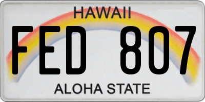 HI license plate FED807