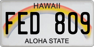 HI license plate FED809