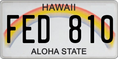 HI license plate FED810