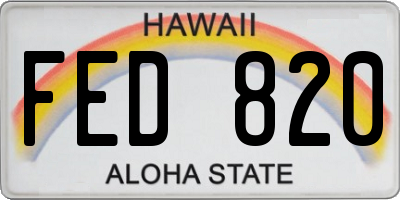 HI license plate FED820