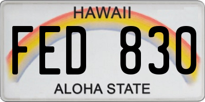 HI license plate FED830