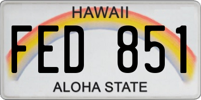 HI license plate FED851