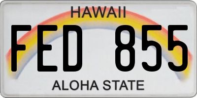 HI license plate FED855