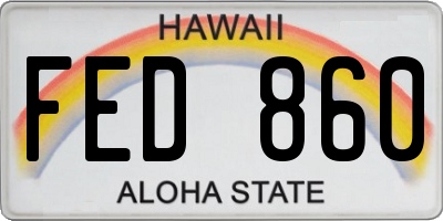 HI license plate FED860