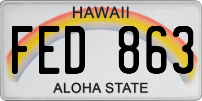 HI license plate FED863